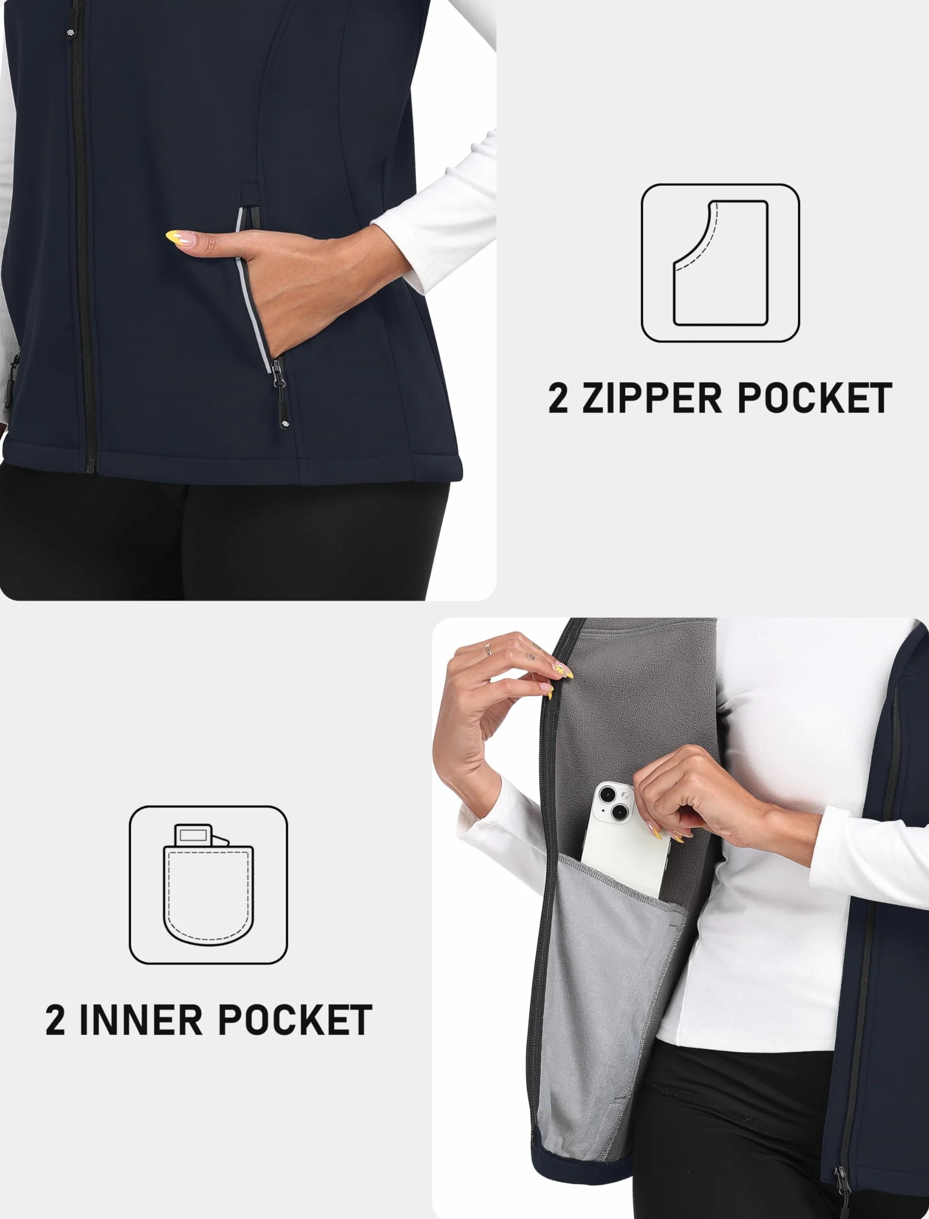 MoFiz Gilet da Donna Softshell Antivento Leggero Vest Cappotto Senza Maniche Giacca Calda Con Cerniera