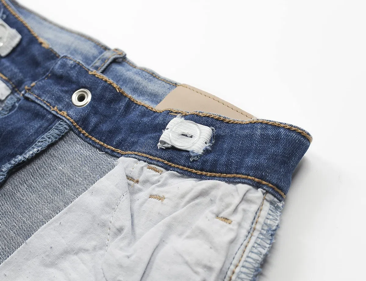 KIDSCOOL SPACE Bambini Fori Strappati Forma Uccello Fascia Elastica Interno Jeans Slime,Blu