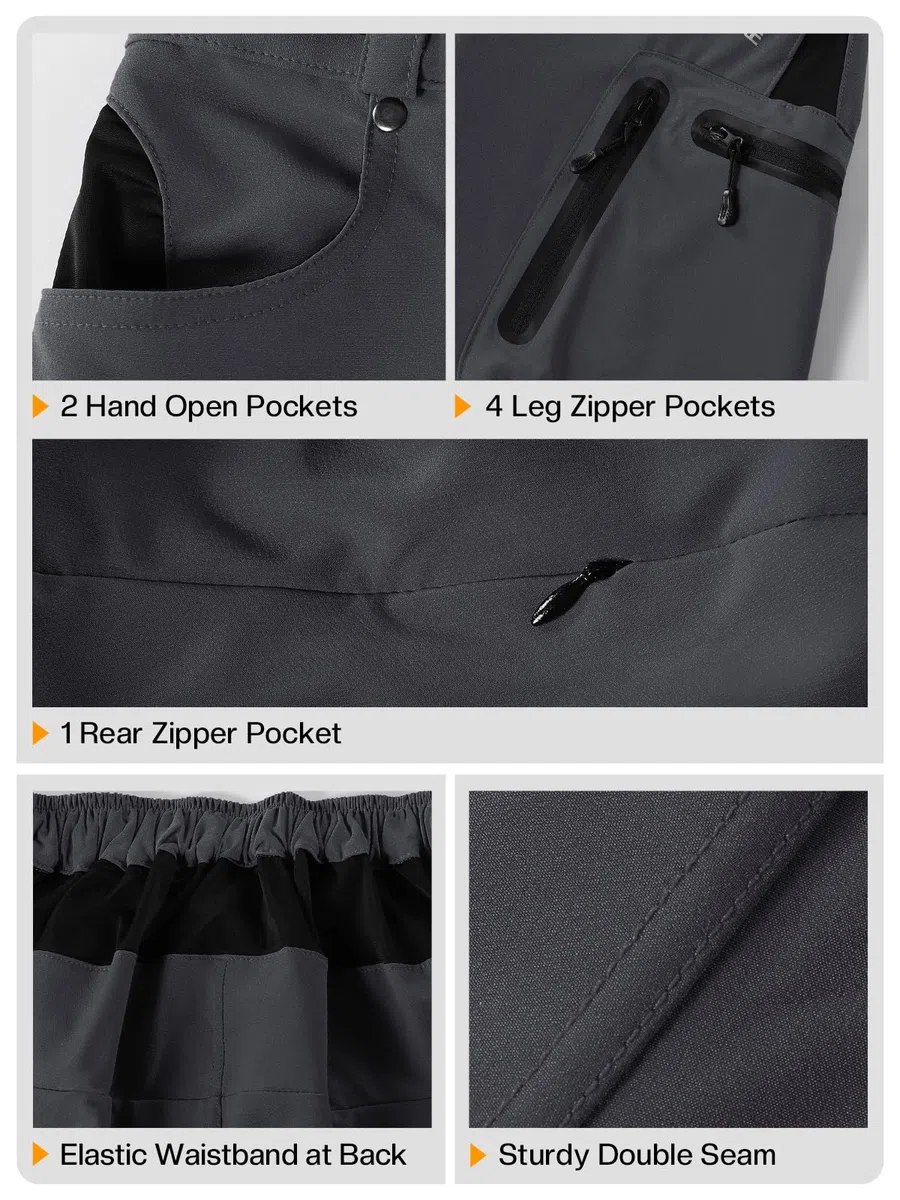 ARSUXEO Pantaloncini da Ciclismo da Uomo dalla vestibilità Ampia MTB Pantaloni Sportivi Outdoor idrorepellenti con 7 Tasche 1202