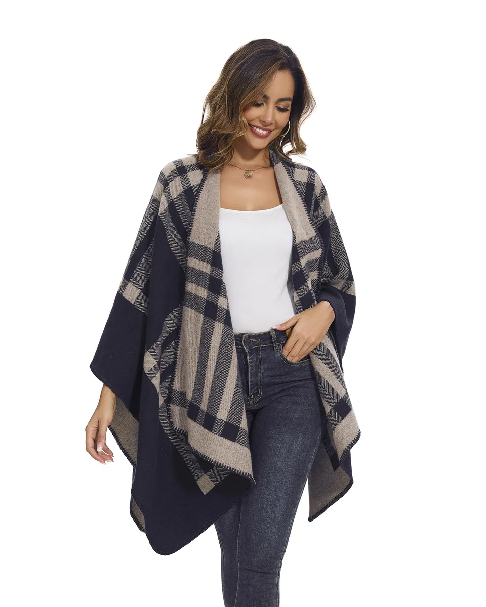 FEFLO Sciarpe e Mantelle per Donna, Elegante Mantella Lavorata a Maglia con Apertura Frontale, Poncho Sciarpa Coperta Cardigan Cappotto per Primavera, Autunno e Inverno