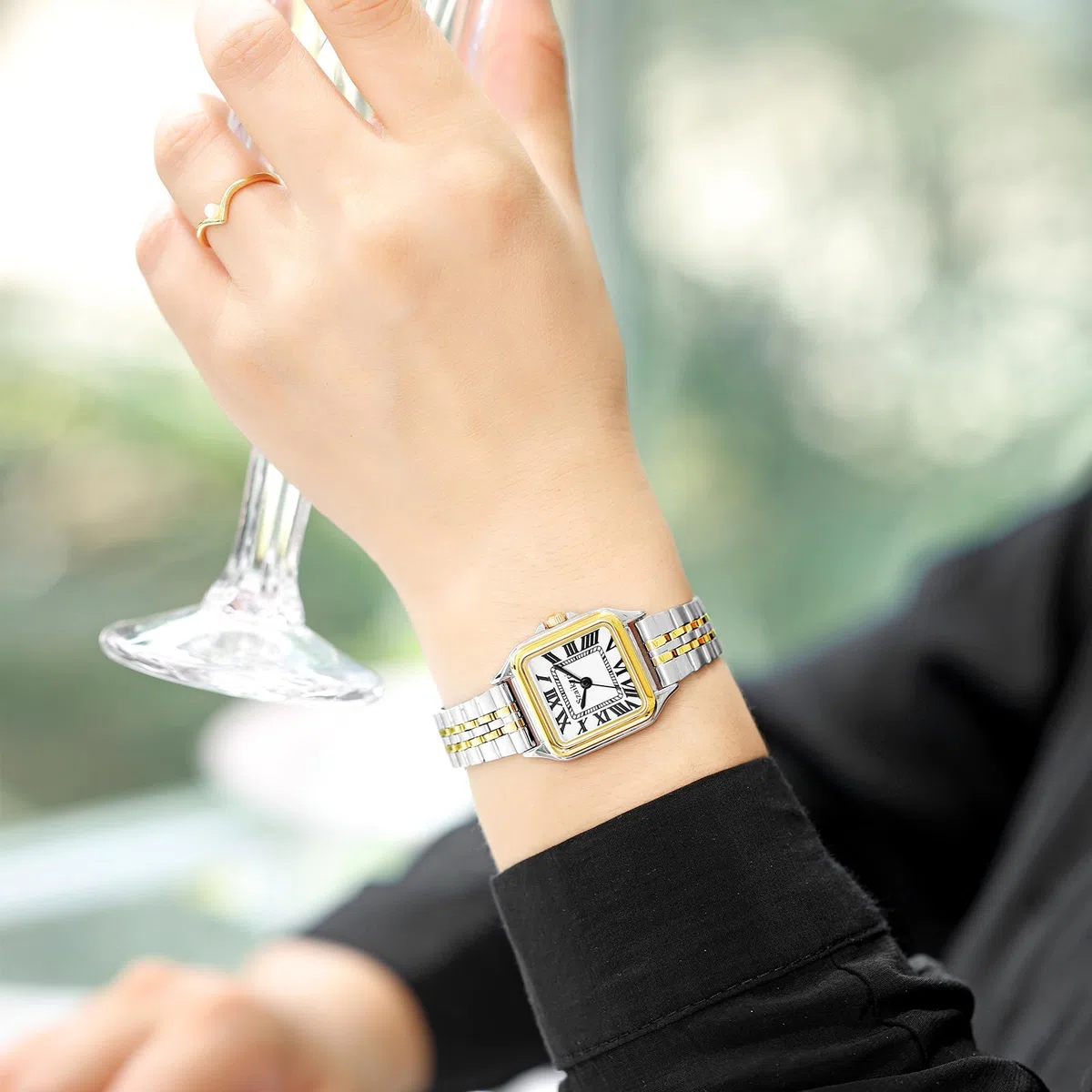 Szaikyri Quadrato Classico Orologio Donna con Numeri Romani Cronografo da Donna Casual