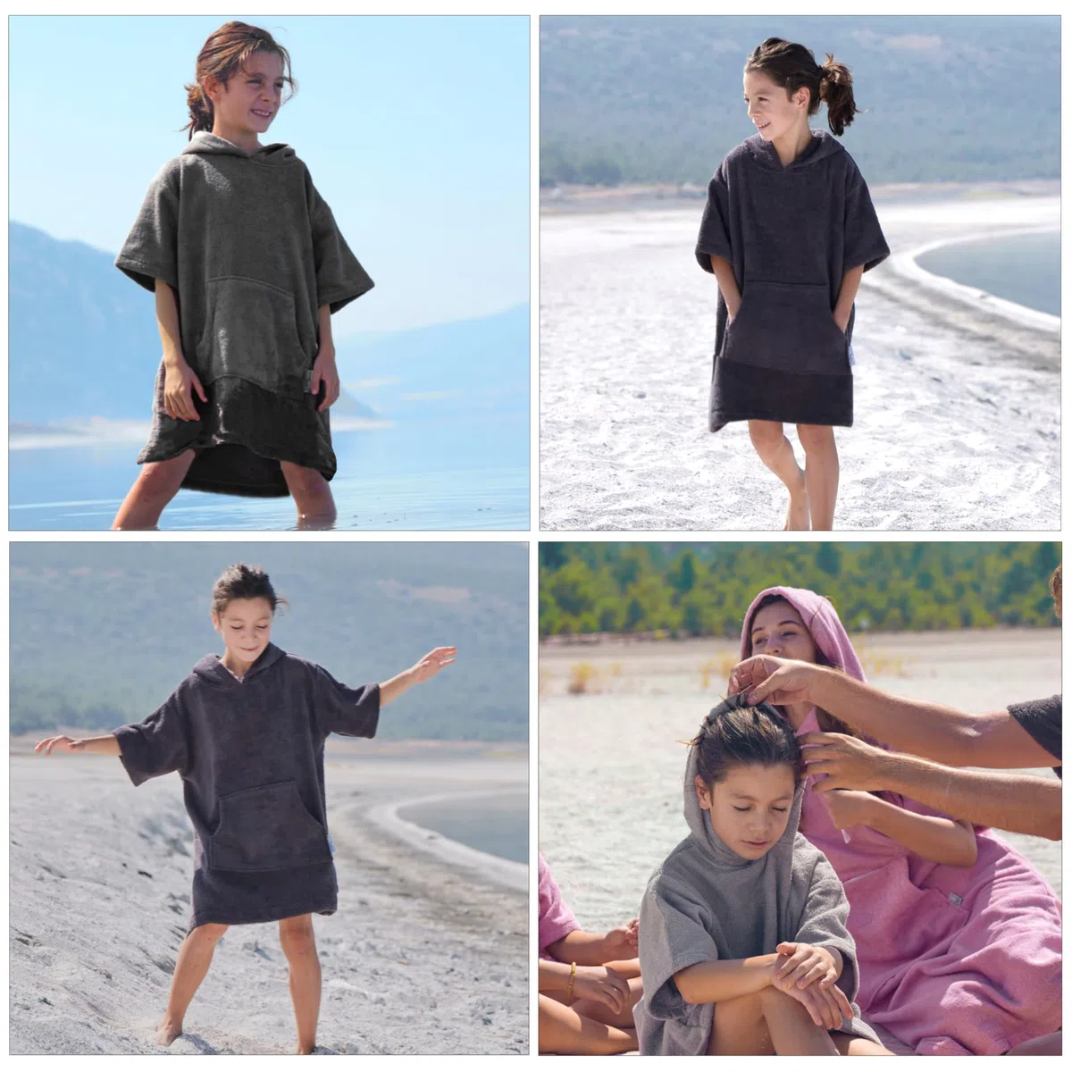 Poncho da bagno in spugna per bambini ragazzi – Ragazze Surf Poncho 100% cotone poncho asciugamano con cappuccio poncho da surf accappatoio