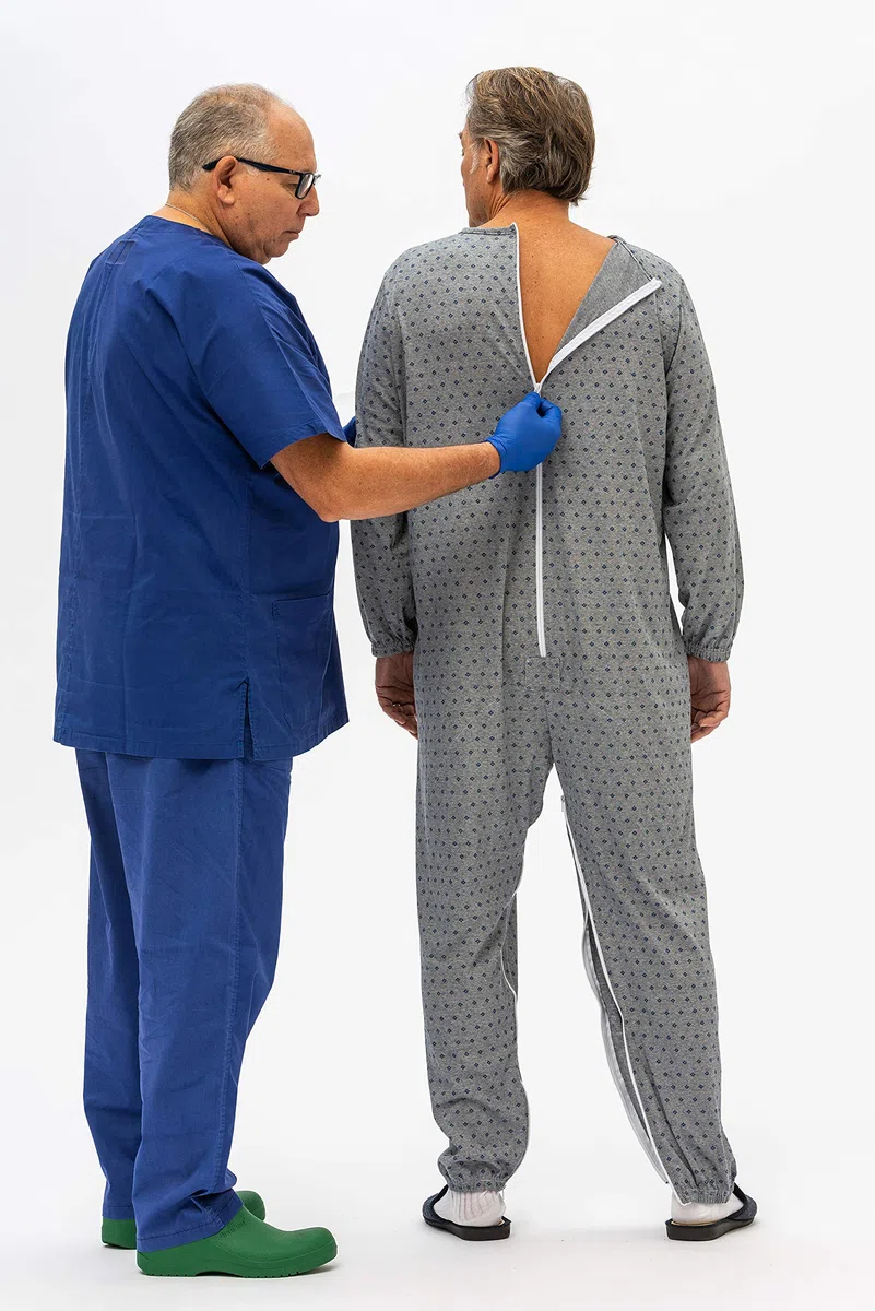 FERRUCCI COMFORT Pigiama Tutone Sanitario semplicità Manica Lunga 3 Cerniere/Zip Dietro Schiena e Interno Gamba Estivo