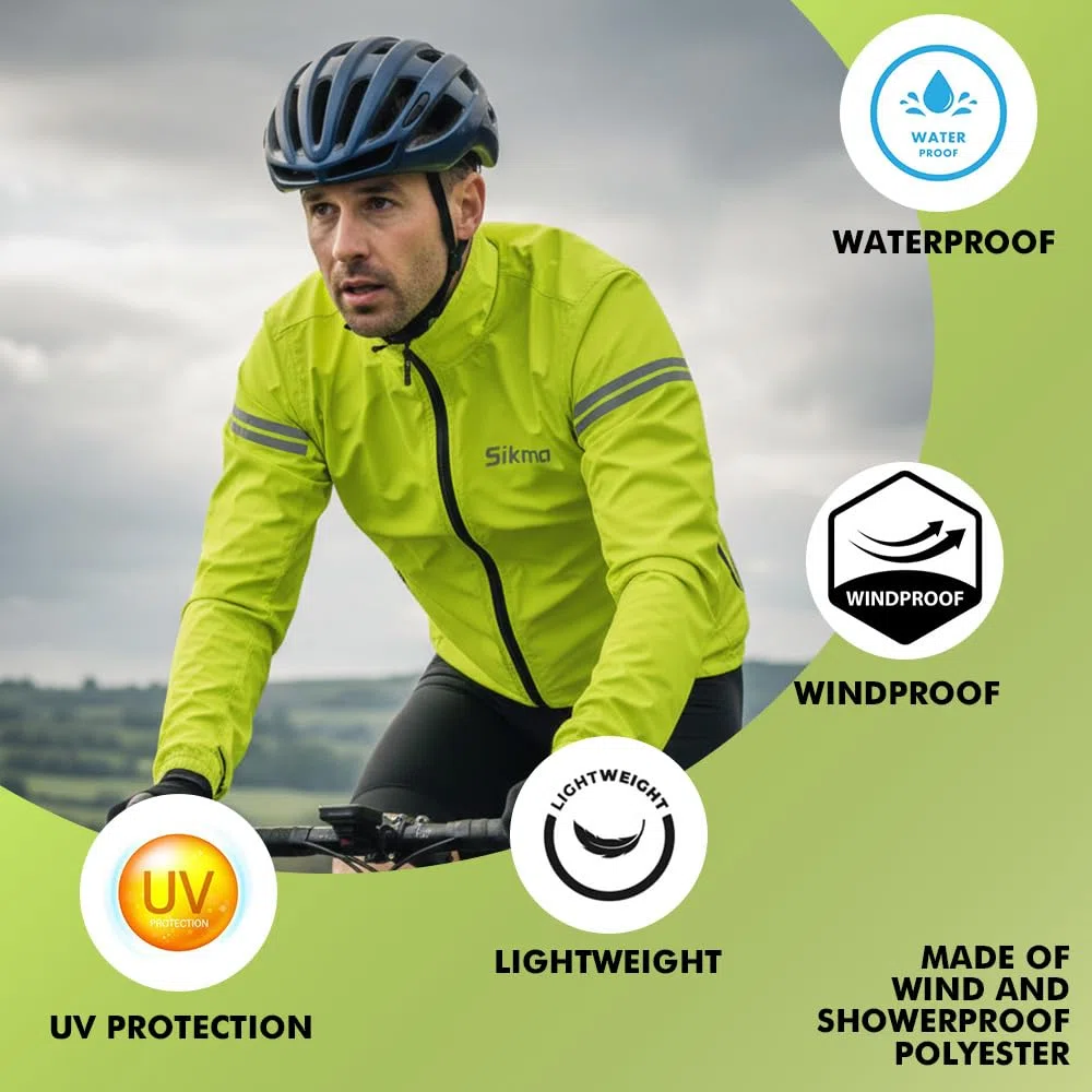 Giacca impermeabile da ciclismo, da uomo, con cappuccio, antivento, impermeabile, stile casual