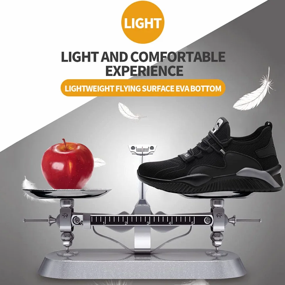 Scarpe Antinfortunistiche Uomo Donna Safety Shoes Punta in Acciaio Leggere Scarpe da Lavoro Traspiranti Sneakers Antinfortunistiche
