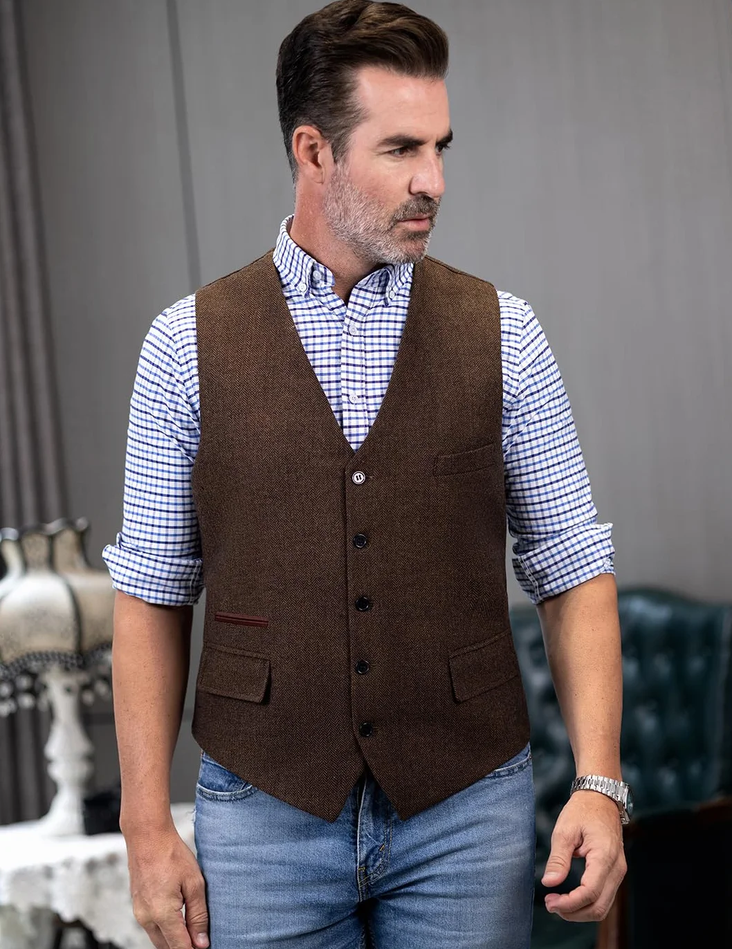 Solovedress Gilet in lana formale Regular Fit gilet tuta gilet per matrimonio Groomsmen