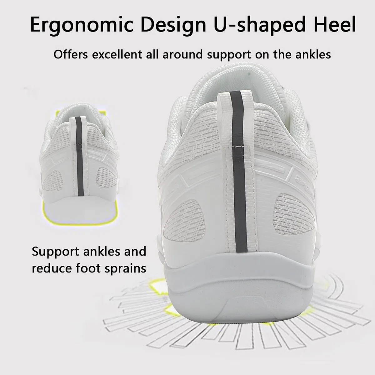 Scarpe da Cheerleading Luce Scarpe da Cheer Bianche Antiscivolo Cheerleader Sneaker Scuola Fitness Jazz Ginnastica Varsity da Allenamento