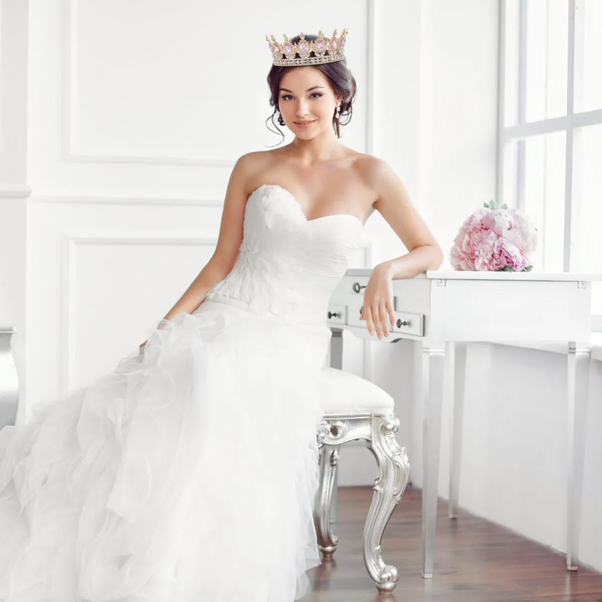 Healvian da donna con strass scintillanti, da principessa per torte, corone, ragazza, tiara, sposa, matrimonio, matrimonio, carnevale, Halloween, balli, compleanni, feste