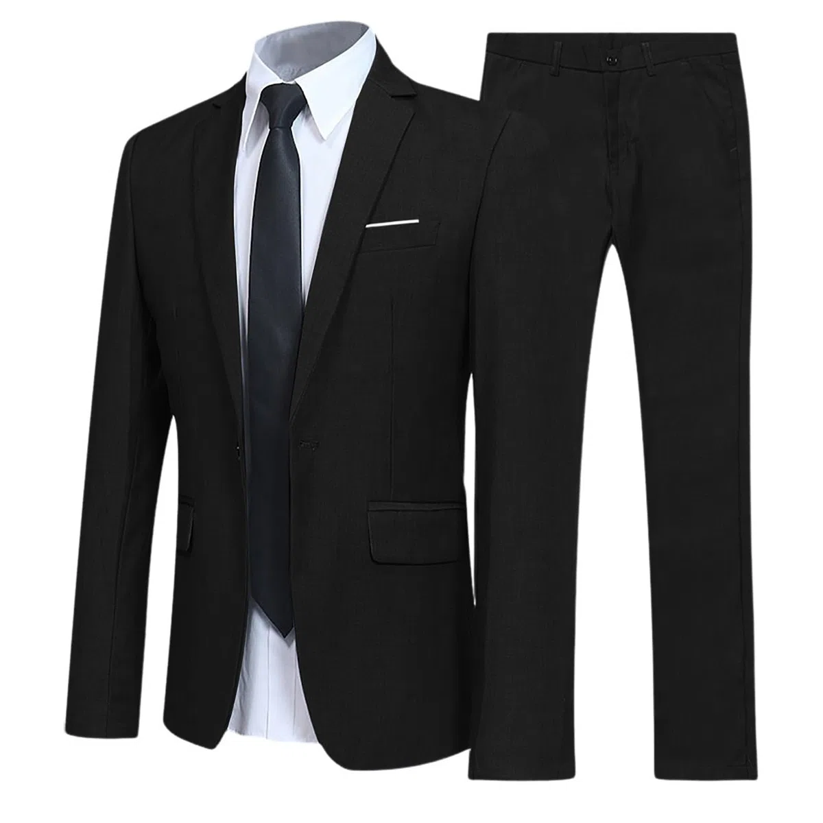 Completo da uomo in 2 pezzi, slim fit, giacca casual con bottoni, blazer e pantaloni, elegante, da smoking, per feste di nozze