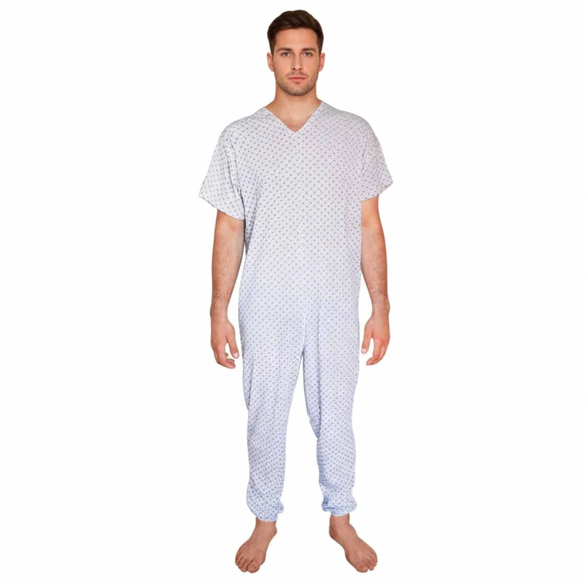 Pigiama Sanitario Intero Estivo a Manche Corte con Zip Posteriore, Tutona Sanitaria per Anziani Disabili e Degenti, in Cotone Leggero, Materiale di qualità Made in Italy