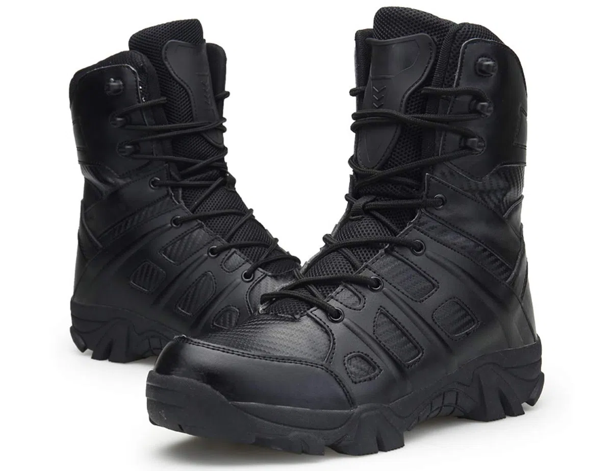 5.AA Stivaletti da Uomo Stivali da Trekking Maschili da Esterno Stivali Militari da Combattimento Tattici Stivaletti da Lavoro Casual Scarpe Stringate