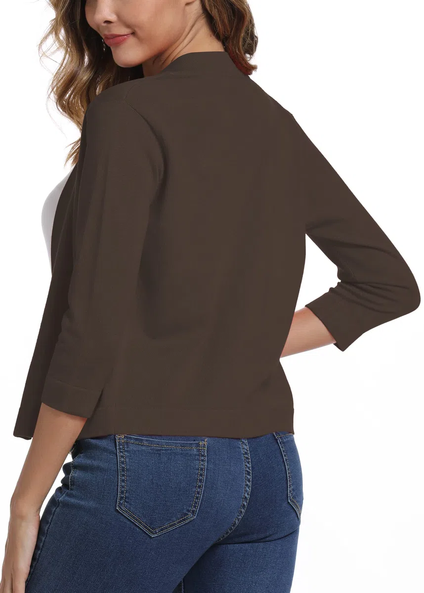 EXCHIC Donna Elegante 3/4 Maniche Bolero Cardigan Corto Open Front Maglioni Coprispalle