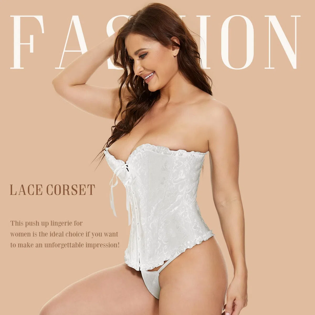 VONMELLI Corsetto Donna Sexy Bustino Shapewear Lingerie Elegante Corsetto Pizzo Fino Disossato Overbust Bustier Lingerie Top per Halloween, Carnevale, Cosplay e Feste