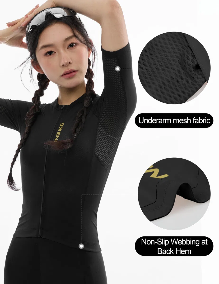 INBIKE Maglia da Ciclismo Donna Manica Corta – Traspirante Estiva con Inserti in Mesh – Jersey da Corsa Aderente con Banda Antiscivolo – per Bici da Strada, MTB, E-Bike