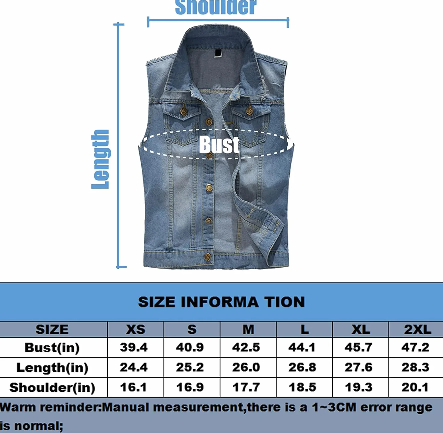 Giacca Jeans per Uomo Senza Maniche Vintage Strappato Gilet di Jeans da Uomo Fresco Punk Gilet Denim