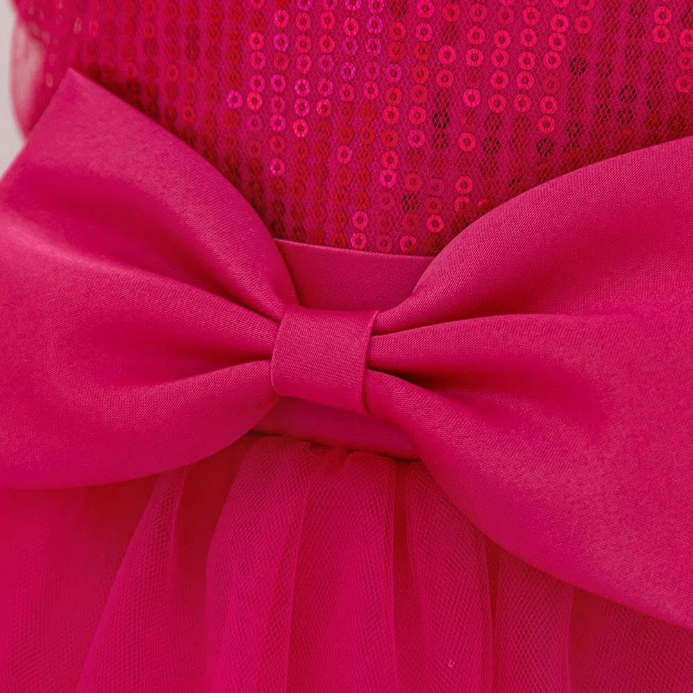 Lito Angels Vestito da Cerimonia Principessa in Tulle per Bimba con Fiocco e Cerchietto, Abito Elegante per Matrimonio Compleanno Festa Foto, 9 Mesi - 3 Anni