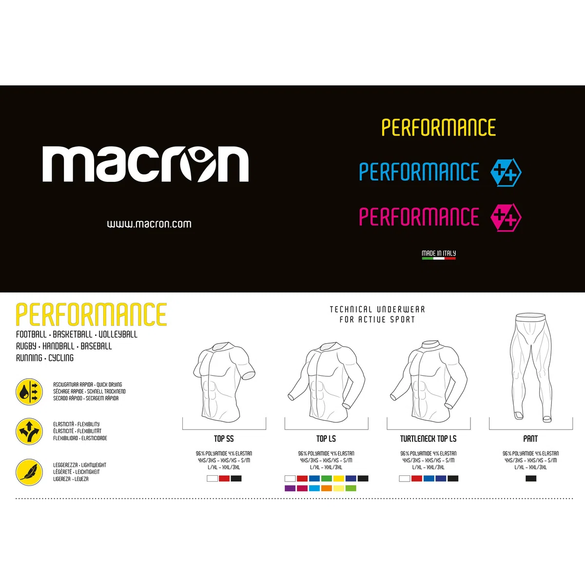 Macron Performance Tech Underwear Top LS Wht Intimo Tecnico Uomo