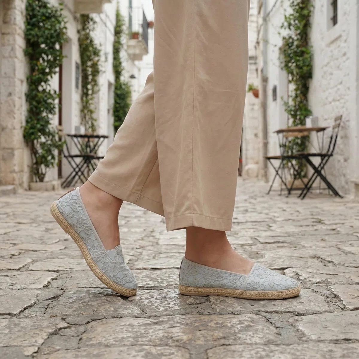 GLAMORA Espadrillas Donna Ballerine Traforate Pizzo Traspirante Slip On Scarpe Estive Leggere Comode Suola Antiscivolo Gomma Calzature Basse Casual Eleganti