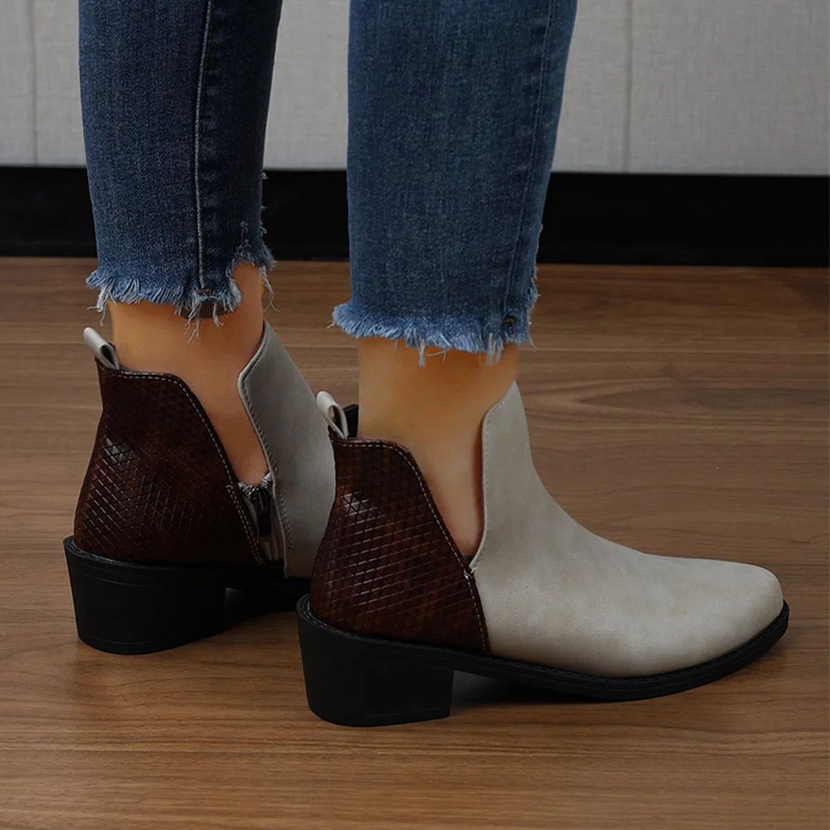 Generisch Stivaletti da donna e inverno alla moda in pelle abbinati, casual e comodi