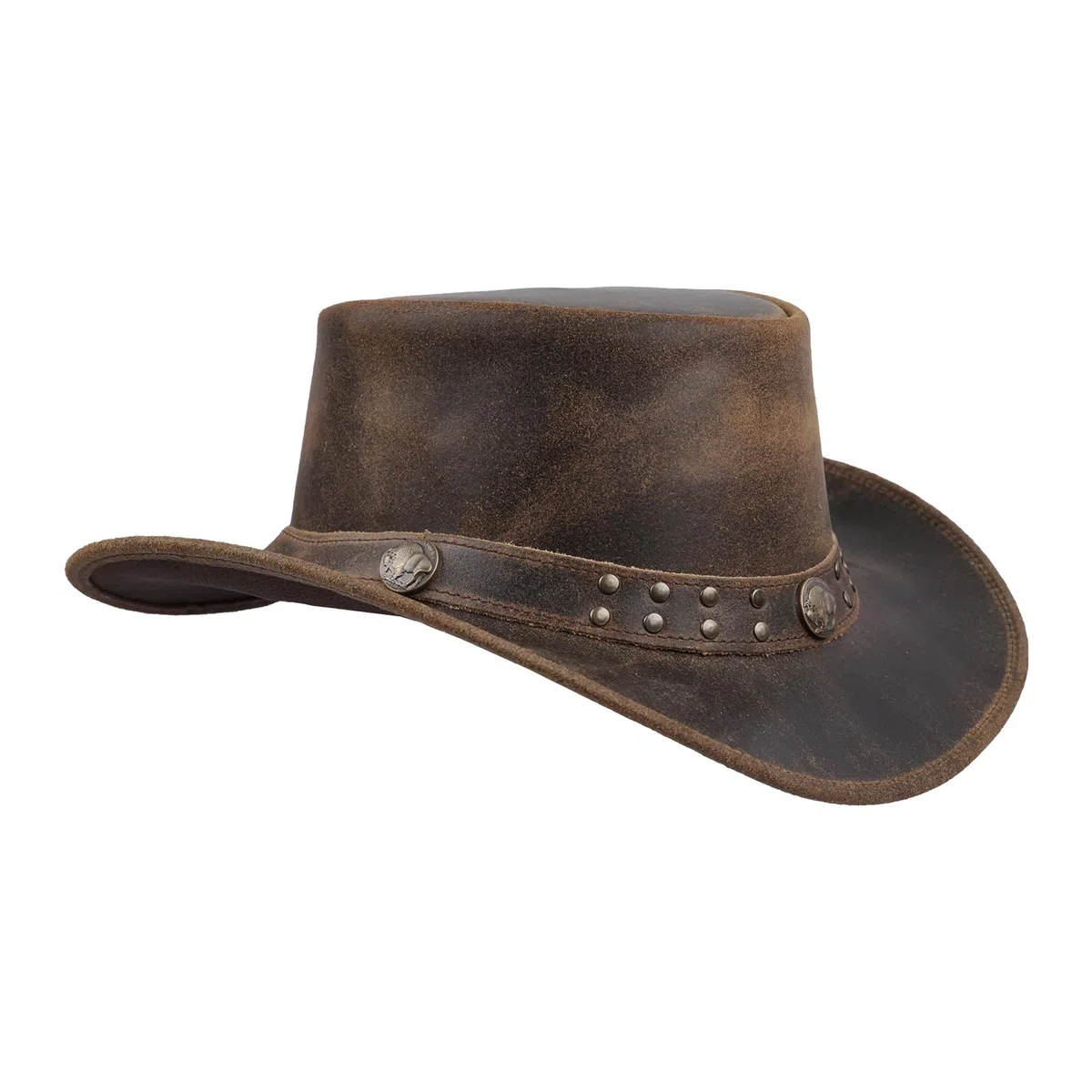 Leatherick Cappello da Cowboy in Pelle Scamosciata Cappello in Vera Pelle di Vacchetta dell'outback Occidentale in Pelle Scamosciata Stile Australiano