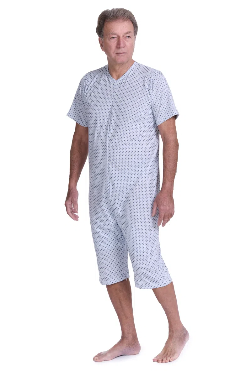 FERRUCCI COMFORT Pigiama Tutone Sanitario Estivo con 3 Zip in Cotone a Maniche Corte e Pantalone Corto - 9008/6 - Made in Italy - Adatto agli Anziani