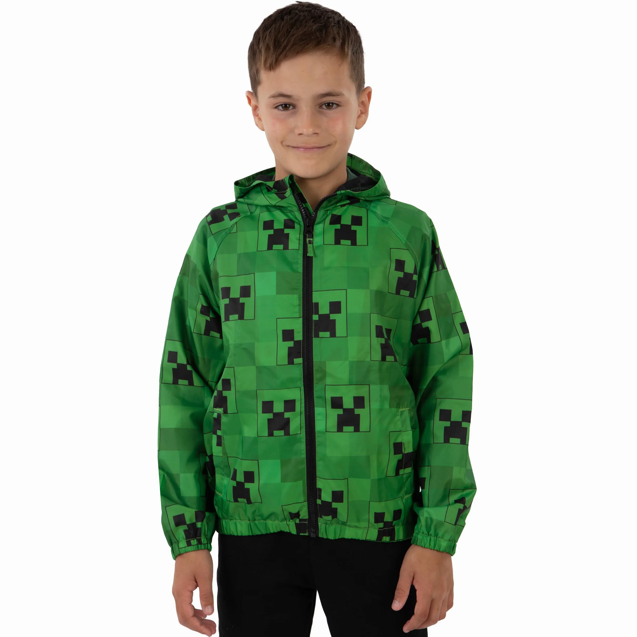 MINECRAFT Impermeabile Giacca Ragazzi, Impermeabile Bambino Creeper, Cappotto Bambino Gaming