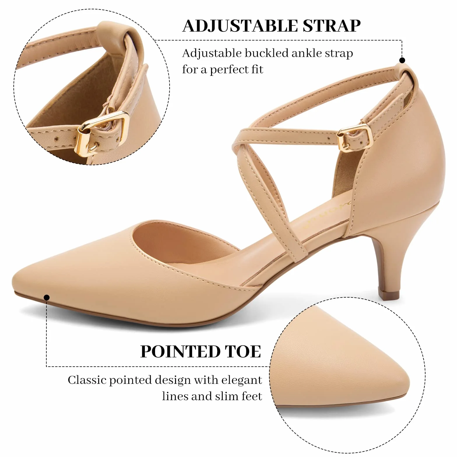 Greatonu Sandali con Tacco Gattino Punta Chiusa Cinturino alla Caviglia Scarpe da Festa Donna Borgogna