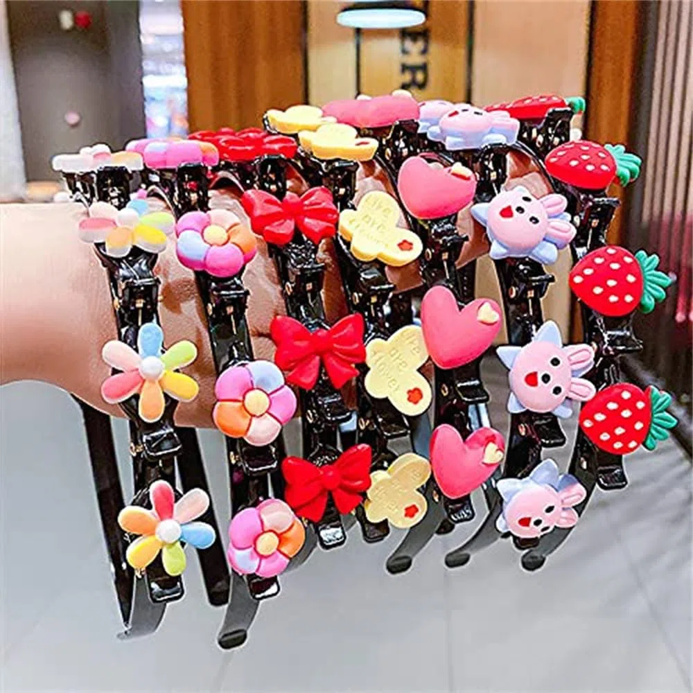 Splendido fermaglio per capelli in stile principessa, fasce a doppio strato con clip, cerchietti alla moda, splendidi fermagli per capelli con doppia frangia per ragazze (5 pezzi B, taglia unica)