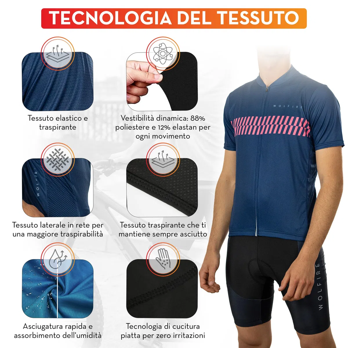 Completo Ciclismo Uomo - Abbigliamento Ciclismo Uomo con 12D Imbottitura in Gel - Maglia Ciclismo Uomo, Pantaloni Ciclismo Uomo, Ciclismo Uomo, Completo Ciclismo Uomo Estivo.…