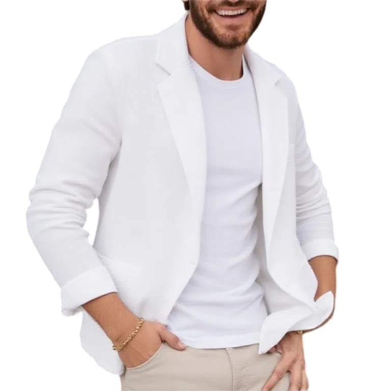 Generico Blazer Uomo Casual, Giacca Sportiva Casual da Uomo, Elegante, con Due Bottoni, in Lino, vestibilità Regolare, Leggera, Estiva, da Esterno, con Risvolto, Sportiva