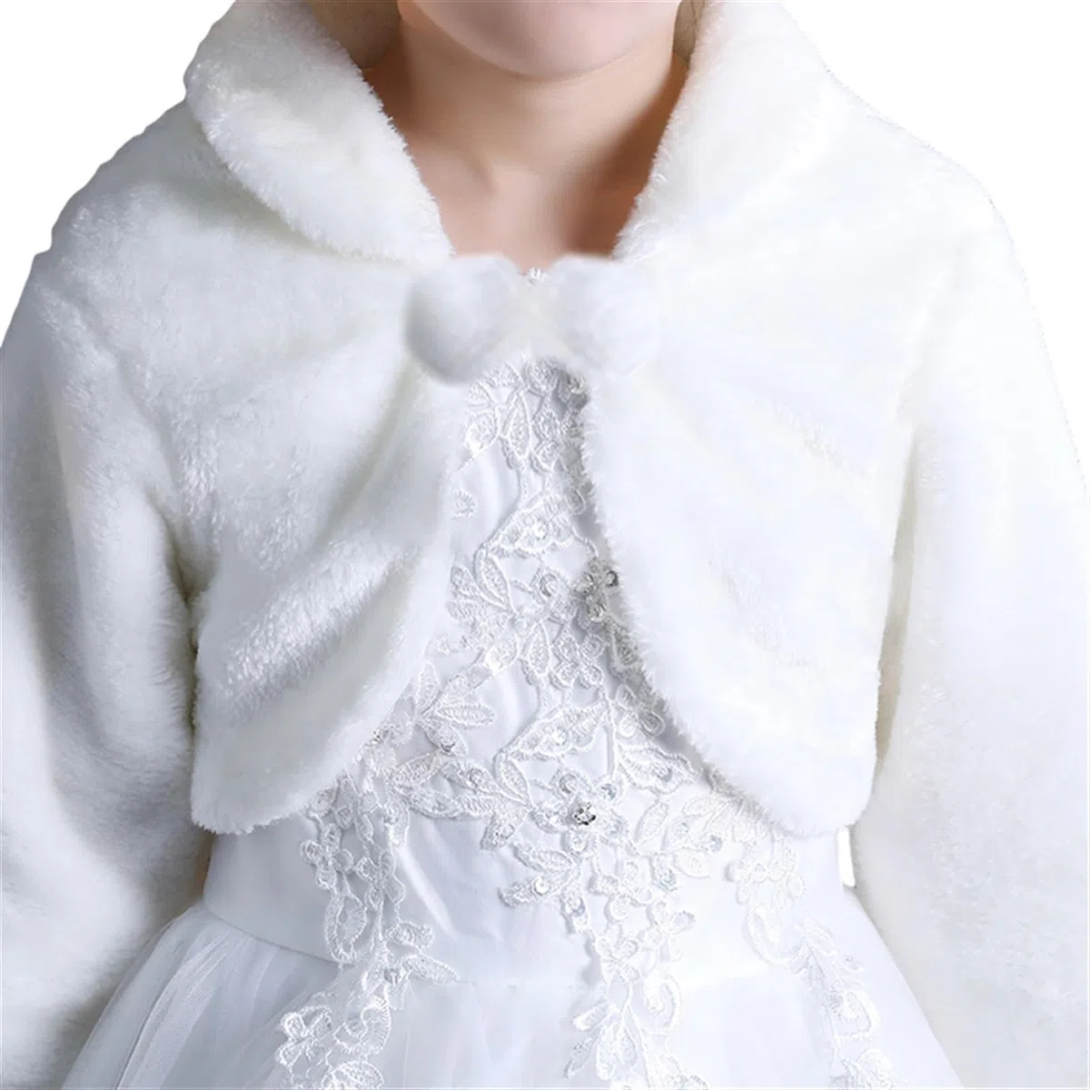 Pelliccia Ecologica Giacche Cardigan Bambine Ragazze di Fiore Principesse Bolero Pelliccia Finta Mantella con Manica Lunga
