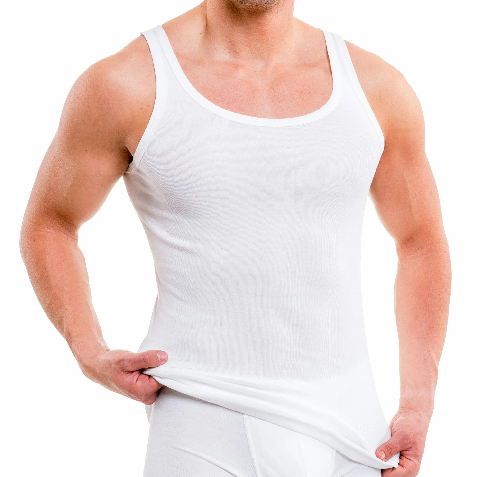 HERMKO 3000 Cannottiera a Coste da Uomo 100% Cotone Biologico, Testata tossicologicamente, Canotta Intima Top Sportivo Franco Fabbrica - Confezione da 5 Pezzi