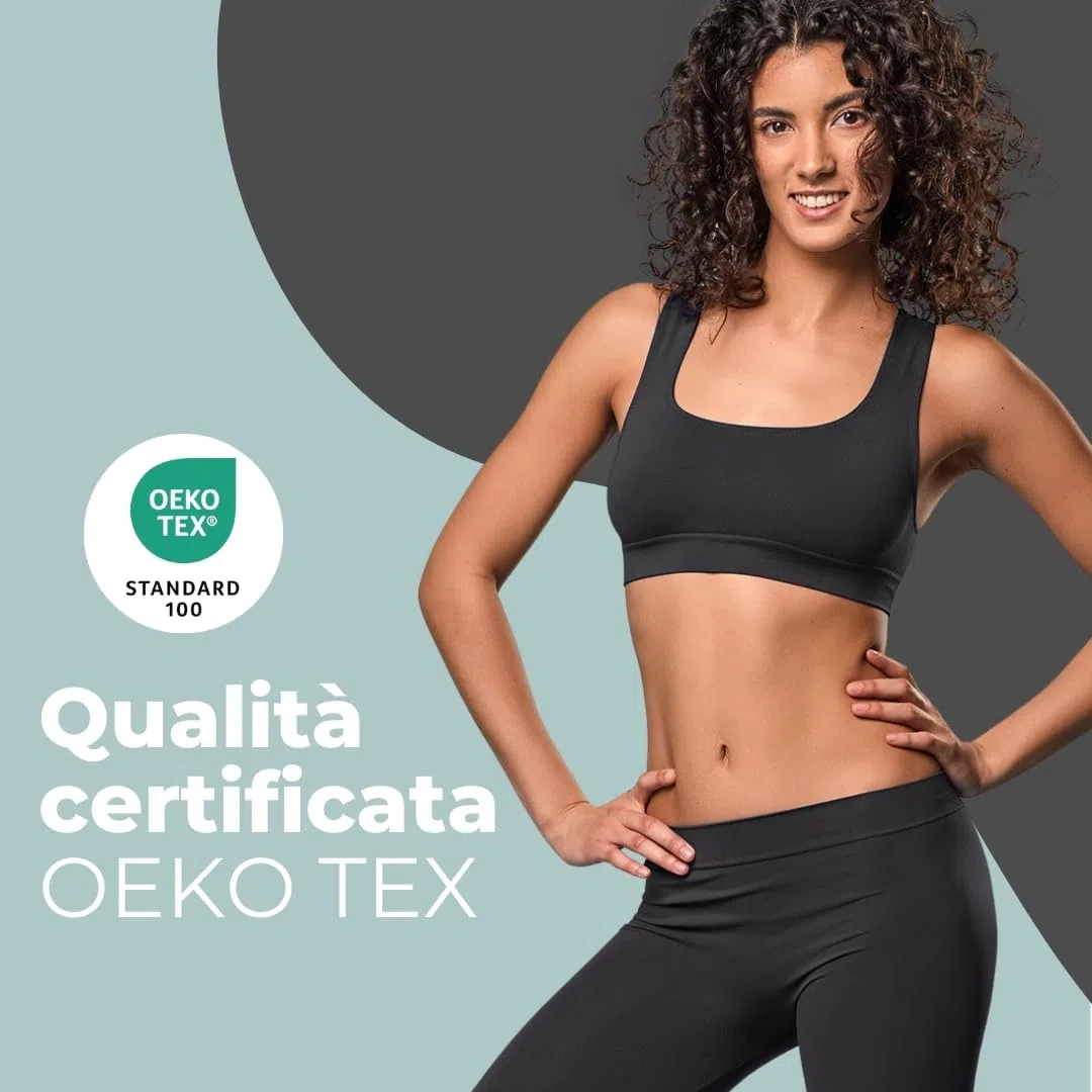 FOCENZA Set 3 Pezzi Reggiseno Sportivo in Microfibra Traspirante, Reggiseno Senza Ferretto e Senza Cuciture in Vari Colori, Made in Italy