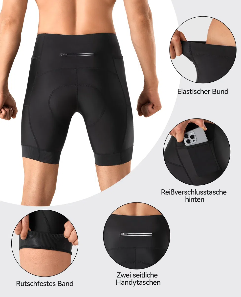 Niksa Pantaloni da ciclismo da uomo con imbottitura 5D, pantaloncini corti da ciclismo, traspiranti, con tasche