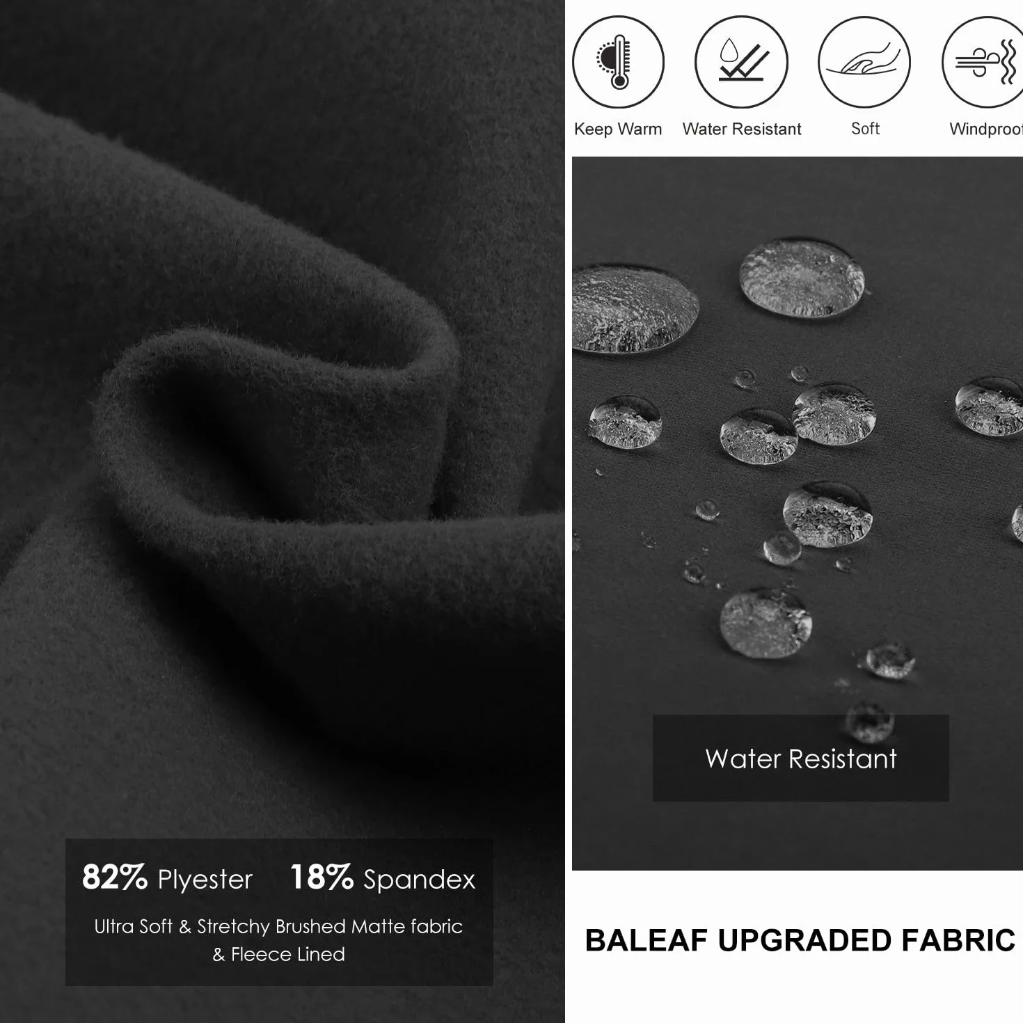 baleaf Leggings Termici Uomo Invernali Pantalone Impermeabile da Ciclismo Corsa Paleastra con Tasche