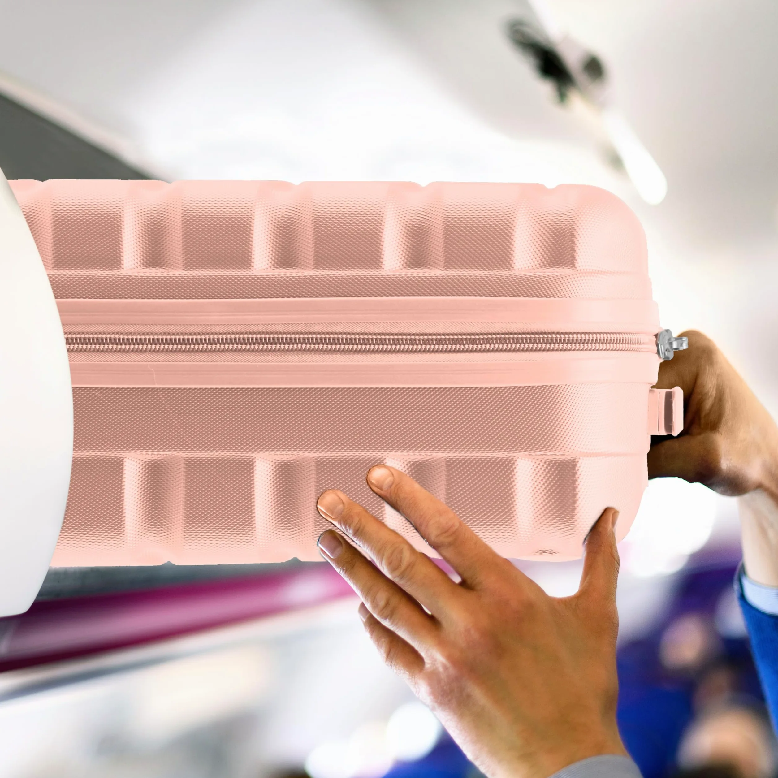 Flight Knight ABS Trolley Bagaglio A Mano 55x35x20cm Compatibile Con Alitalia, easyJet, RyanAir, KLM E Tanti Altri! Valigia Leggera Bagaglio A Mano 4 Rotelle.