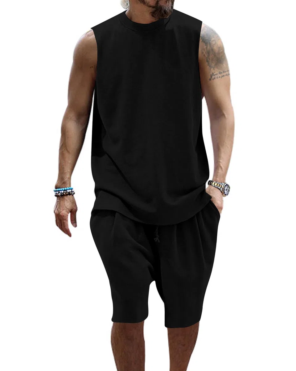 PRIVIMIX Uomo Canotta e Pantaloncini Set Tuta Completa Estiva 2 Pezzi Shorts e Maglietta Senza Maniche Casual Outfit M-3XL