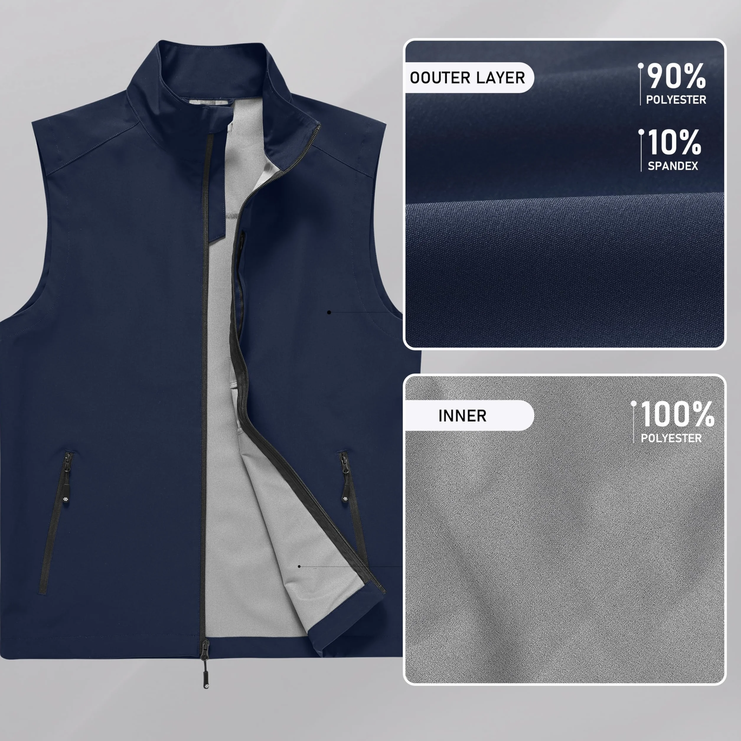 MoFiz Uomo Gilet Softshell Ultraleggero Antivento da Trekking Ciclismo Attività all'aperto Tasche con Cerniera