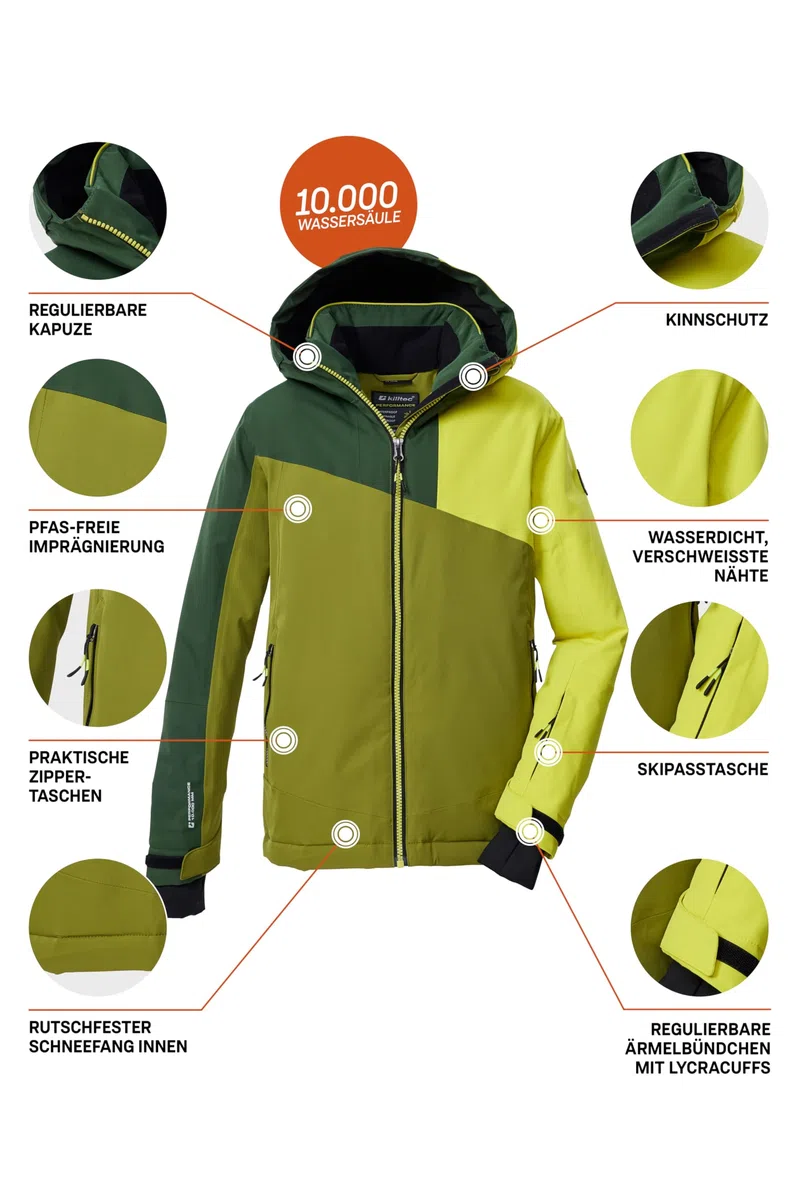 Killtec Ksw 192 Bys Ski Jckt Giacca da sci/giacca funzionale con cappuccio e paraneve Bambini e ragazzi