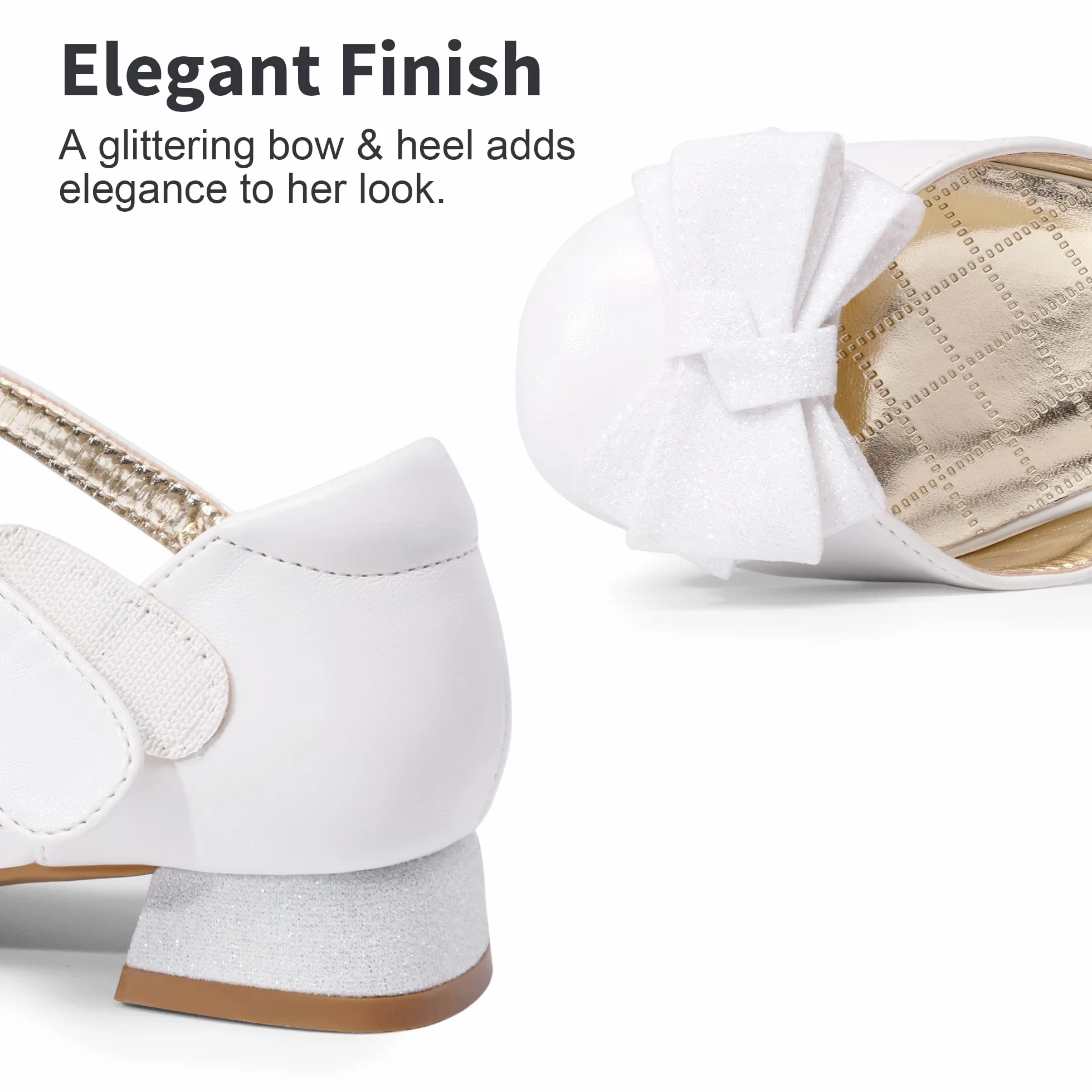DREAM PAIRS Ballerine per Bambine con Tacco Basso Scarpe da Principessa con Fiocco Scintillante