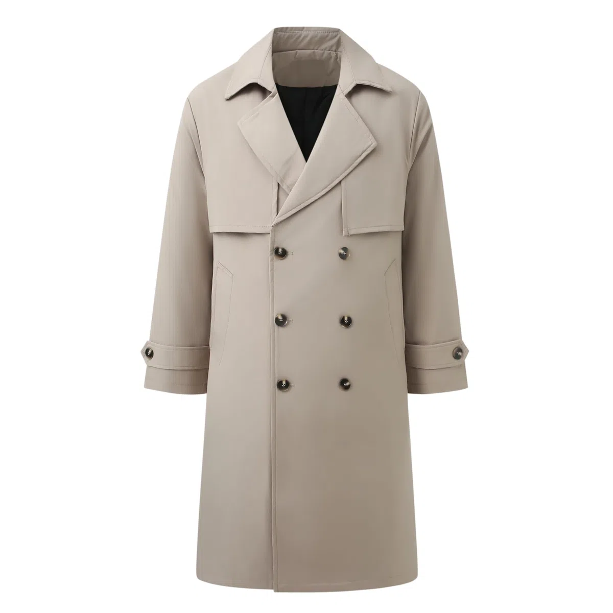 Allthemen Trench Coat Uomo Doppio Breasted Classico Cappotto Business Media lunghezza con Cintura Parka Revers