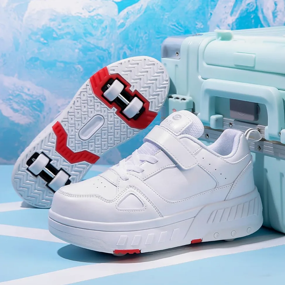 Mateju Scarpe con Rotelle Bambino Bambina Scarpe da Skateboard,Scarpe Sportive con 4 Ruote Retrattili, SneakerScarpe da Ginnastica da Pattini con Ruote per Bambini Adulti