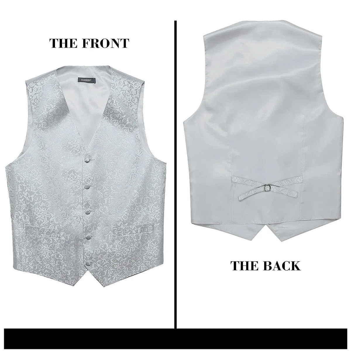 HISDERN Set di gilet e cravatta jacquard floreali classici da uomo in paisley floreale e tasca quadrata