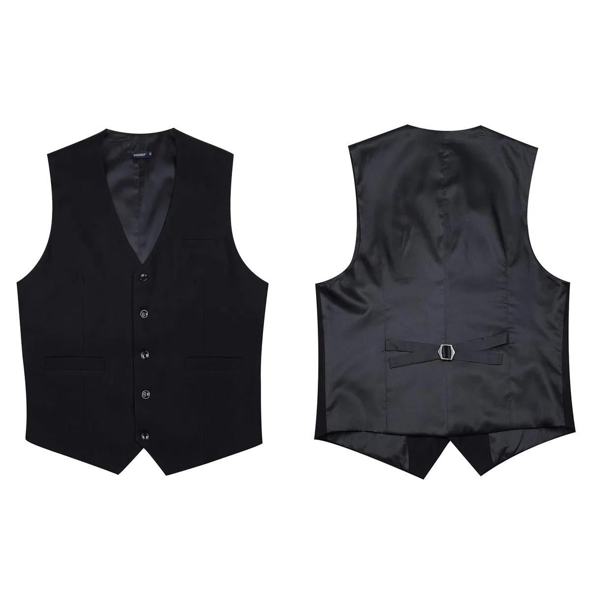 HISDERN - Gilet da uomo in cotone tinta unita, per feste di nozze e occasioni formali