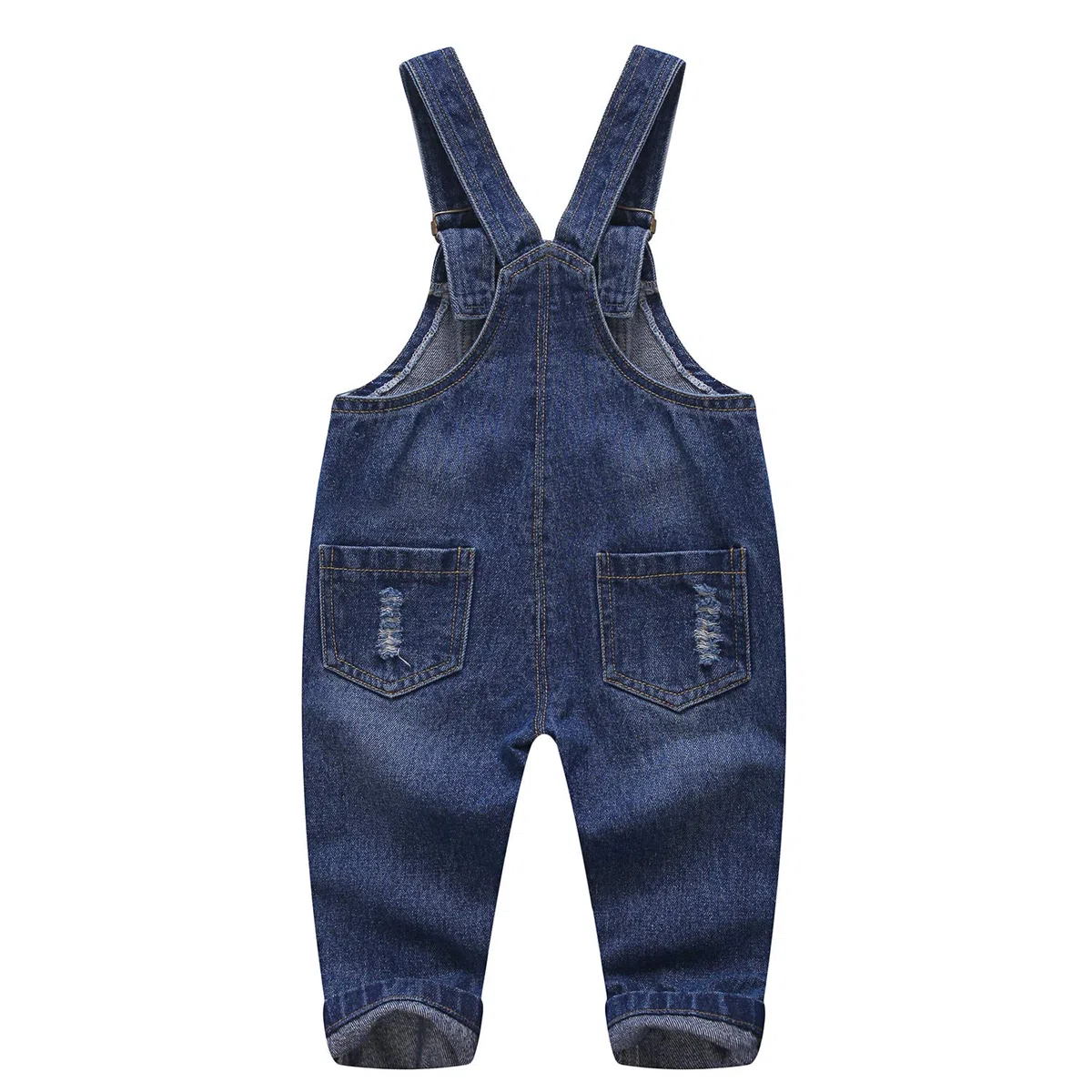 KIDSCOOL SPACE Salopette di Jeans Strappati per Bebè e Bebè in Puro Cotone Blu/Nero,Blu,3-4 Anni