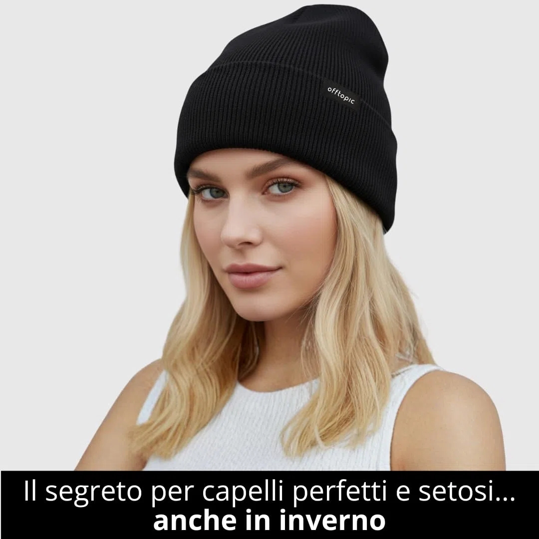 Offtopic® Cappello Invernale Donna Uomo Interno 100% Seta per Capelli Sempre in Ordine | Berretto Cuffia Salva Piega e Anticrespo | Elegante Idea Regalo Unica