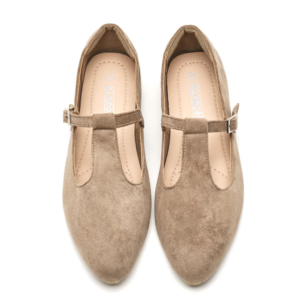 GLAMORA Ballerine Donna Mary Jane Cinturino T Fibbia Camoscio Sintetico Piatte Eleganti Comode Morbide Leggere Punta Tonda Classiche Antiscivolo Flessibili Comfort
