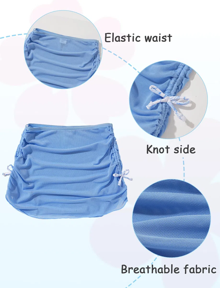 SEAUR Bikini da bambina con gonna, 3 pezzi, costume da bagno imbottito, per adolescenti, alla moda, stampato, costume da bagno per bambini, 120-170 cm