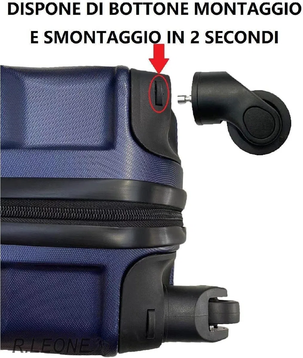 R.Leone Valigia EasyJet 56x45x25 cm Trolley Bagaglio a mano in ABS 4 Ruote 2130 (S 56x45x25cm, Nero)