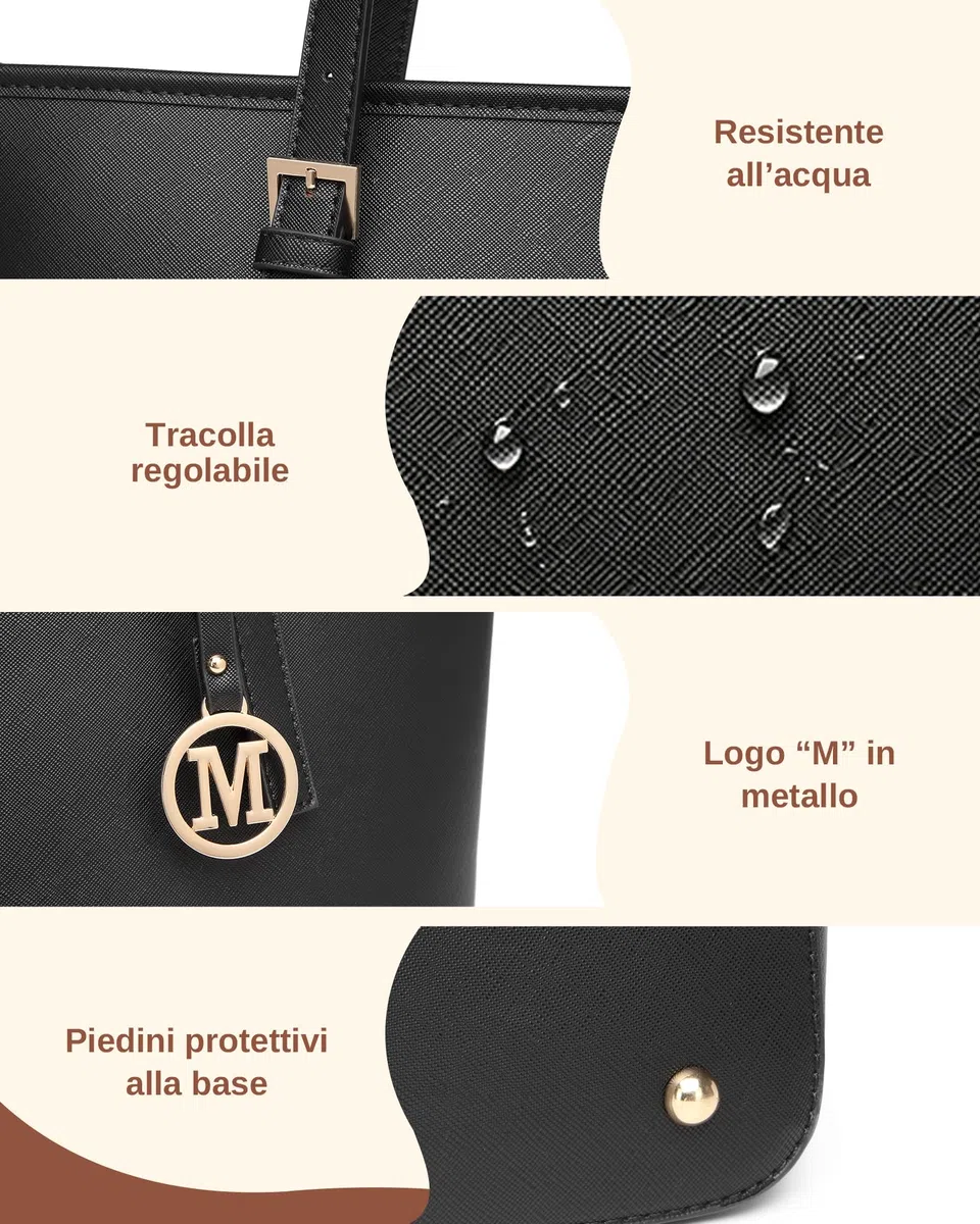 Miss Lulu Borsa Tote Donna Università Grande, Elegante Mano Bag Maniglia Regolabile, PU Pelle per Viaggi, Lavoro e Scuola
